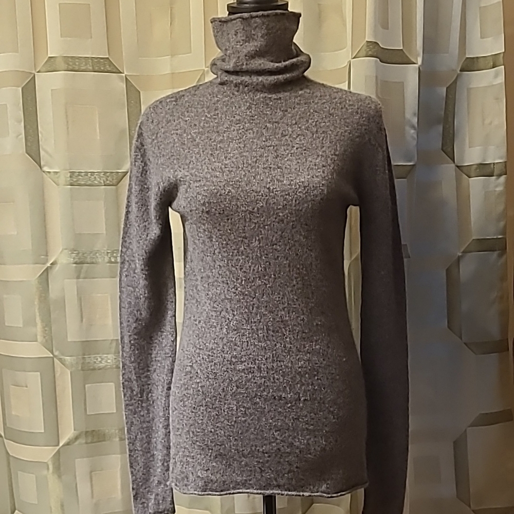 Gray Cashmere Turtleneck Sweater for Women